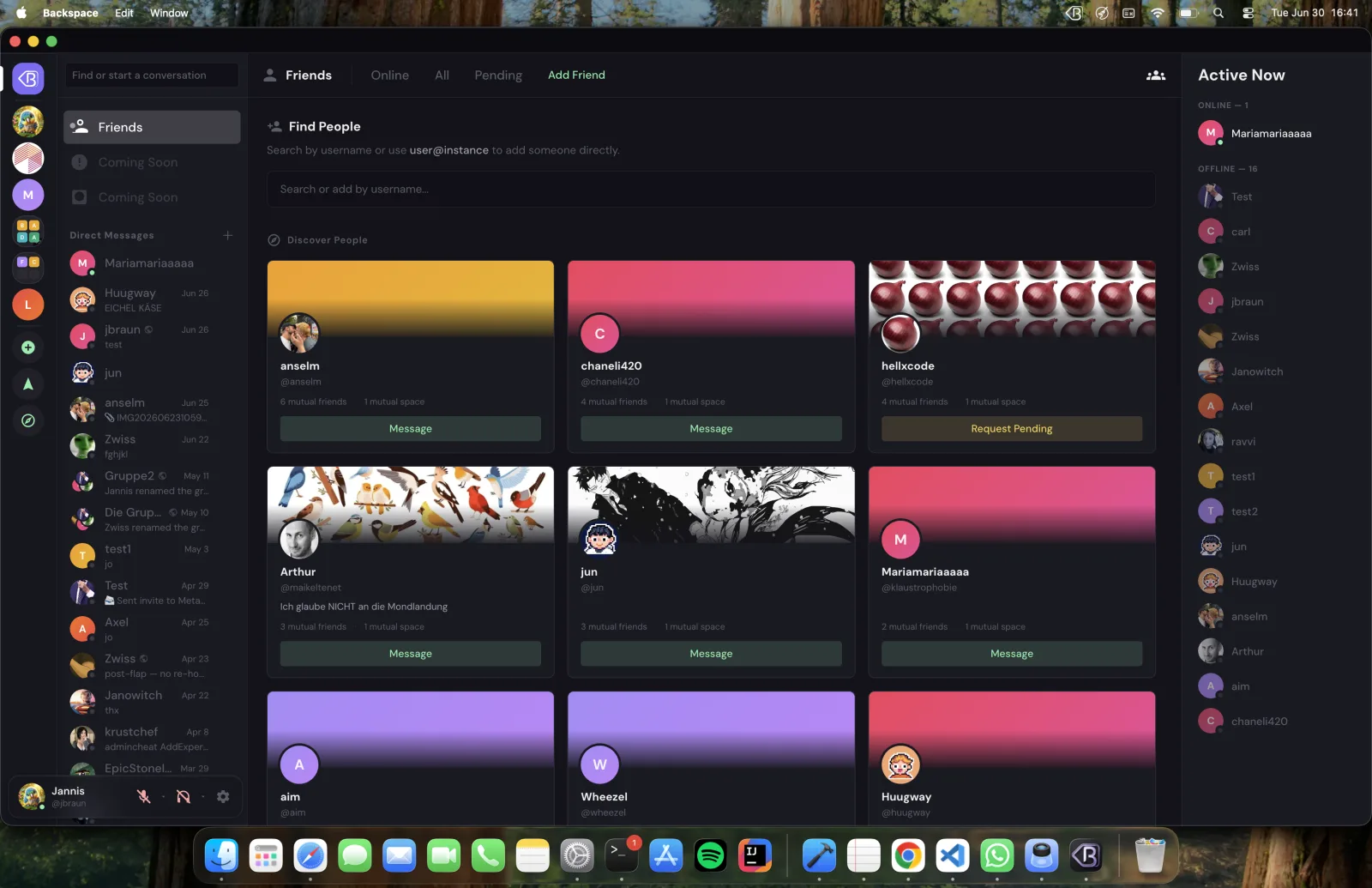 The find-people / user discovery view