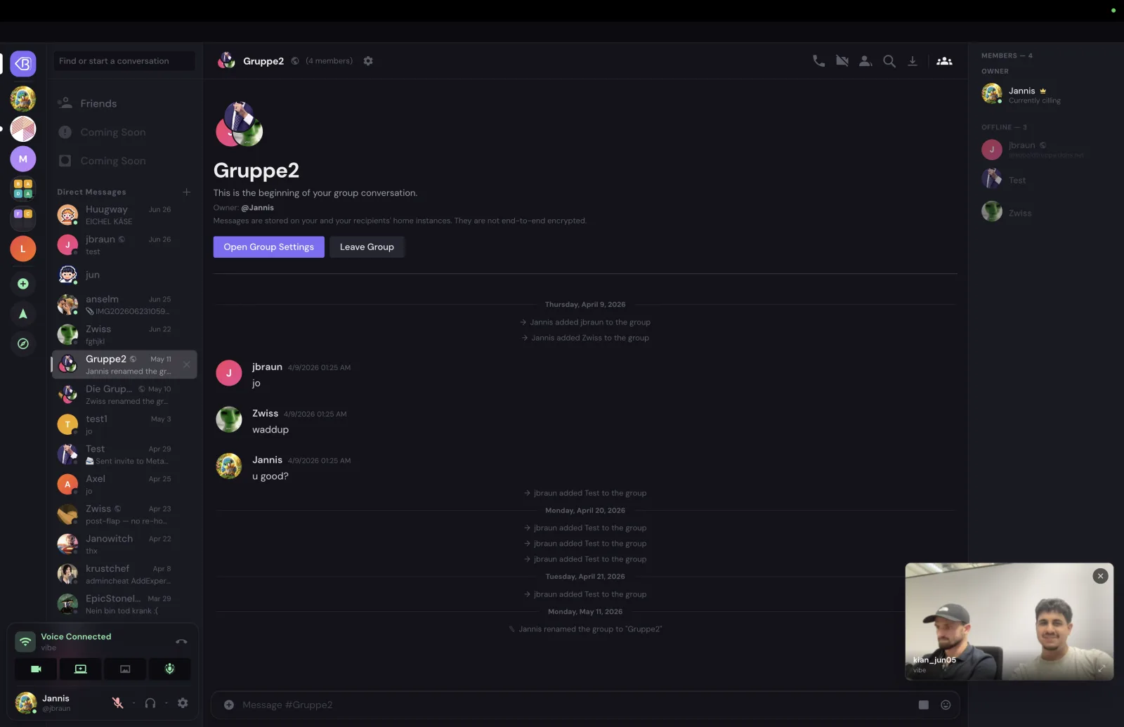 A federated group direct message